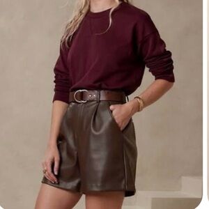 Banana Republic Chocolate Brown Vegan Leather Shorts